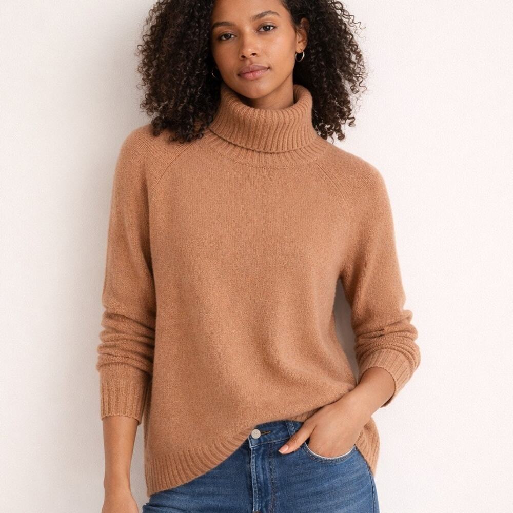 J Crew Turtleneck Sweater Supersoft Yarn Camel